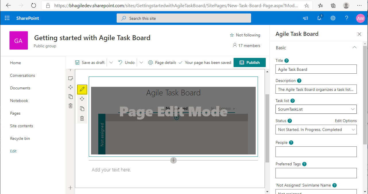 Task Board Settings Button