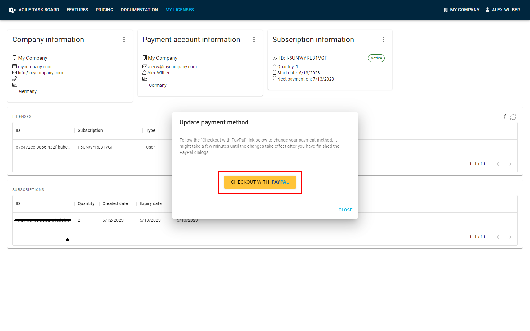 Update payment method step 3